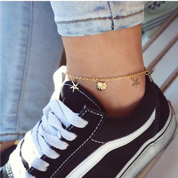 18k Stainless Steel Handcrafted Sea Shell & Starfish Anklet – Boho Beach Jewelry - Picture 5 of 6